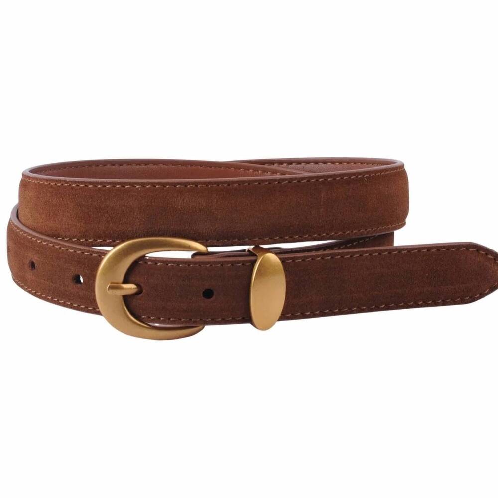 NEW MOST WANTED women's classic suede belt in caramel brown